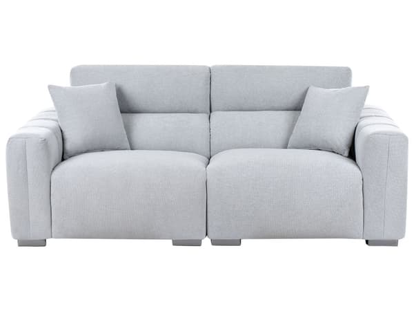 Moderne Lys Blå 3-seters Stoffsofa med Puter Vannbestandig Polstring Plushy Look