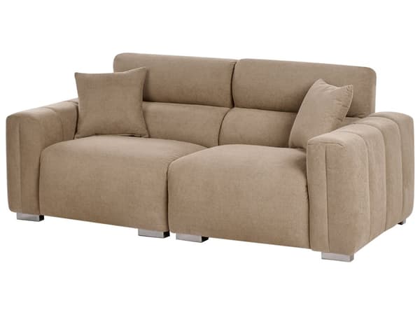 Moderne Lys Brun 3-seters Stoffsofa med Puter Vannbestandig Polstring Plushy Look