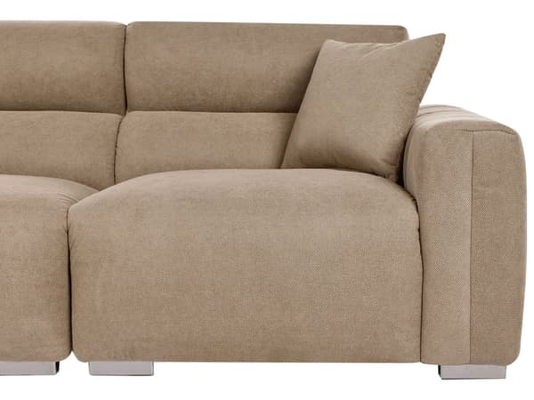 Moderne Lys Brun 3-seters Stoffsofa med Puter Vannbestandig Polstring Plushy Look