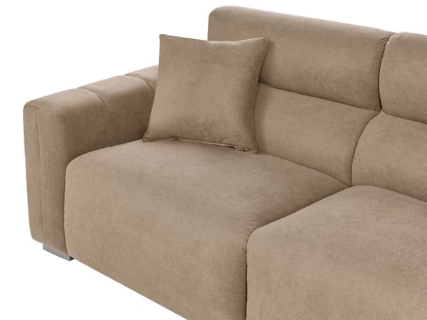 Moderne Lys Brun 3-seters Stoffsofa med Puter Vannbestandig Polstring Plushy Look