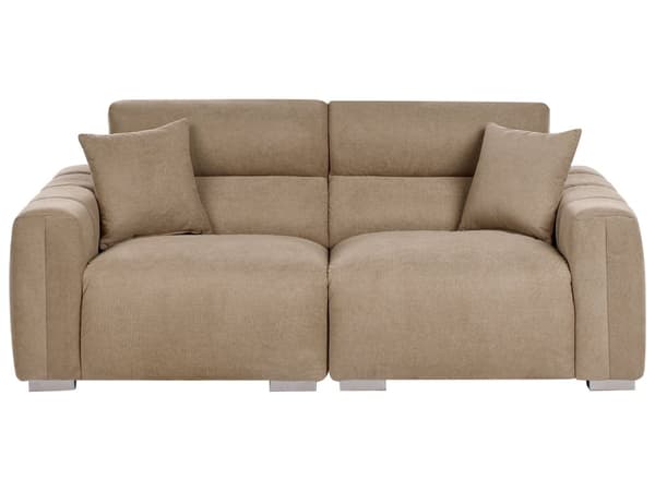 Moderne Lys Brun 3-seters Stoffsofa med Puter Vannbestandig Polstring Plushy Look