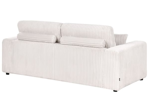 Sofa Kordfløyel Off White 3 Seter Komfortabel Stue Moderne Design Retro Stil