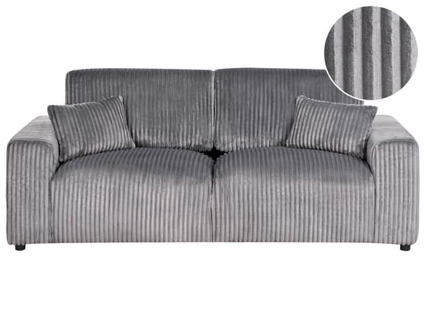 Sofa Kordfløyel Grå 3 Seter Komfortabel Stue Moderne Design Retro Stil