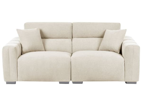 Moderne Lys Beige 3-seters Stoffsofa med Puter Vannbestandig Polstring Plushy Look