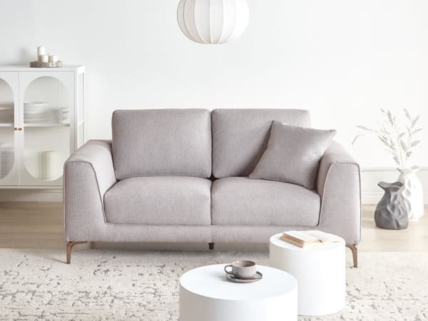 Sofa Stoff Grå 2 Seter Komfortabel Stue Moderne Design Retro Stil