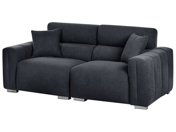 Moderne Svart 3-seters Stoffsofa med Puter Vannbestandig Polstring Plushy Look
