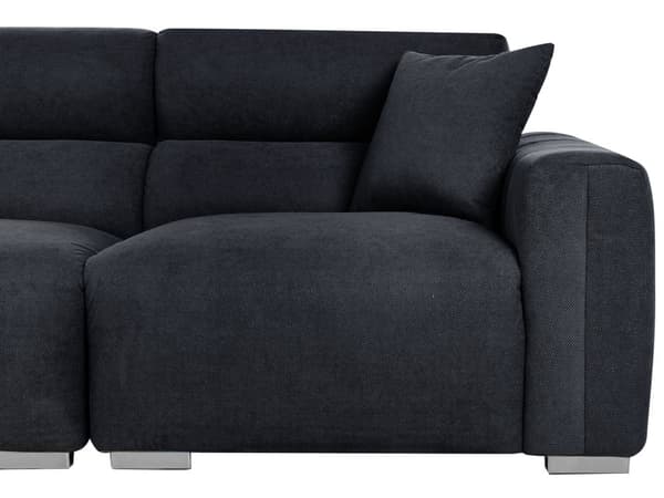 Moderne Svart 3-seters Stoffsofa med Puter Vannbestandig Polstring Plushy Look