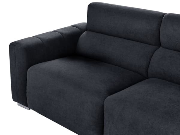 Moderne Svart 3-seters Stoffsofa med Puter Vannbestandig Polstring Plushy Look