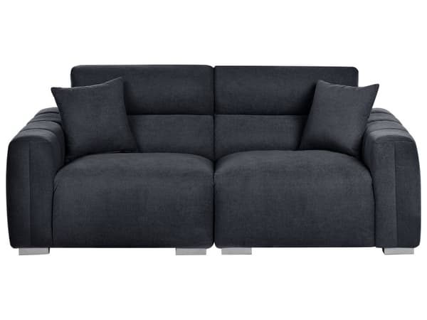Moderne Svart 3-seters Stoffsofa med Puter Vannbestandig Polstring Plushy Look