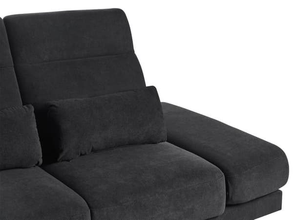 3-seters sofa Svart Polyesterstoff Ben i stål Justerbare armlener og ryggstøtte Vannavvisende stoff Stue