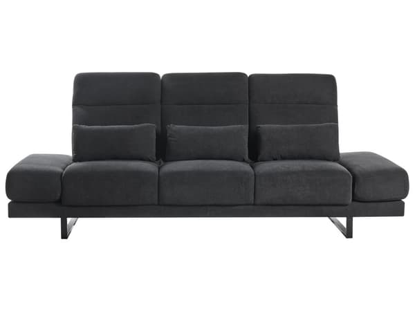 3-seters sofa Svart Polyesterstoff Ben i stål Justerbare armlener og ryggstøtte Vannavvisende stoff Stue