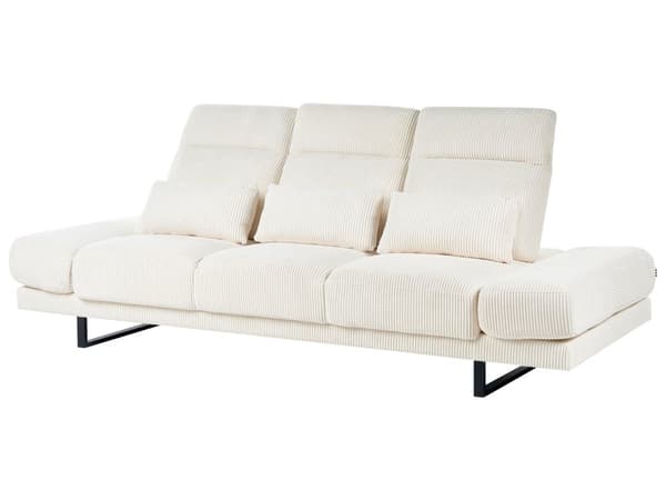 3-seters sofa Lys beige Kordfløyel Ben i stål Justerbare armlener og ryggstøtte Stue