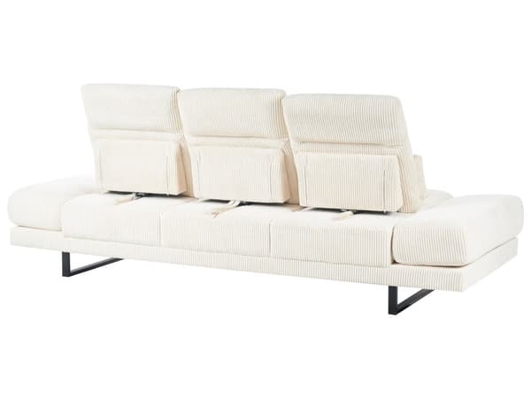 3-seters sofa Lys beige Kordfløyel Ben i stål Justerbare armlener og ryggstøtte Stue