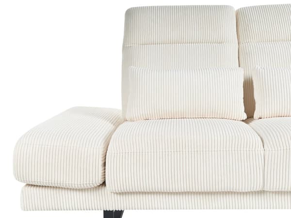 3-seters sofa Lys beige Kordfløyel Ben i stål Justerbare armlener og ryggstøtte Stue
