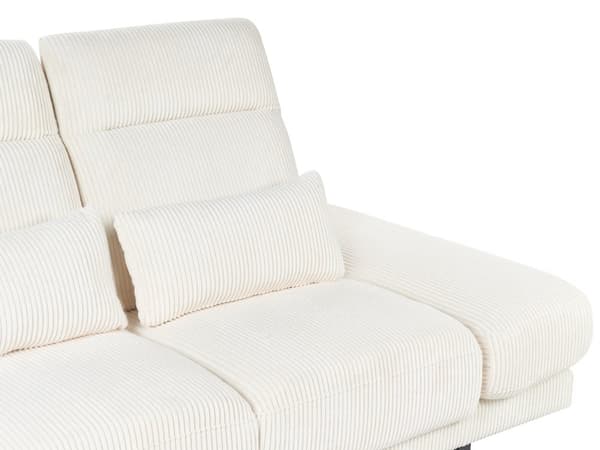 3-seters sofa Lys beige Kordfløyel Ben i stål Justerbare armlener og ryggstøtte Stue