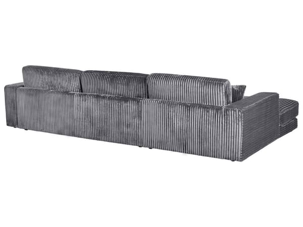 4-seters hjørnesofa Mørkegrå Kordfløyel Høyrevendt L-form Ekstra puter Minimalistisk og moderne stil Stue