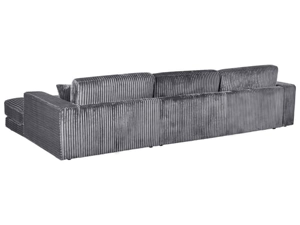 4-seters hjørnesofa Mørkegrå Kordfløyel Venstrevendt L-form Ekstra puter Minimalistisk og moderne stil Stue