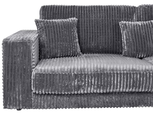 4-seters hjørnesofa Mørkegrå Kordfløyel Venstrevendt L-form Ekstra puter Minimalistisk og moderne stil Stue