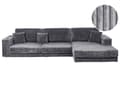 Miniatyrbilde 1 av 11: 4-seters hjørnesofa Mørkegrå Kordfløyel Venstrevendt L-form Ekstra puter Minimalistisk og moderne stil Stue
