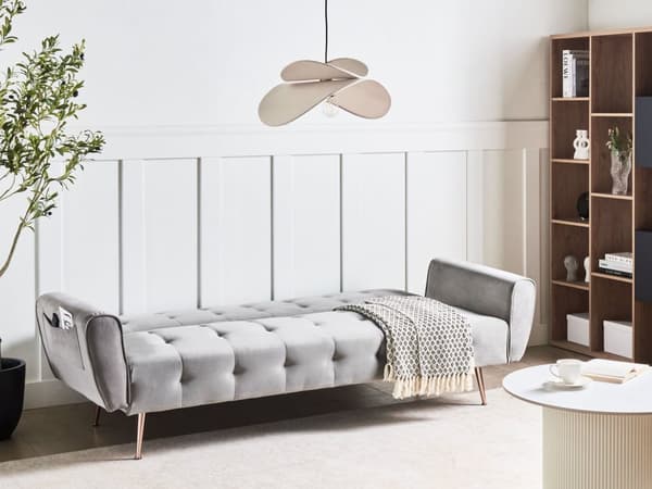 Sovesofa Lysegrå Polyester 3 Personers Moderne Blød Sofa Sofaseng Tre Personers Designsofa Praktisk Splitback Stofsofa God Liggekomfort