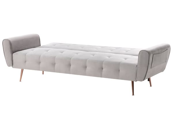 Sovesofa Lysegrå Polyester 3 Personers Moderne Blød Sofa Sofaseng Tre Personers Designsofa Praktisk Splitback Stofsofa God Liggekomfort