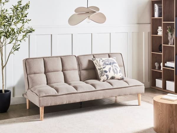 Sovesofa Lysebrun Stof 3 Personers Moderne Blød Sofa Sofaseng Tre Personers Designsofa Praktisk Splitback Stofsofa God Liggekomfort