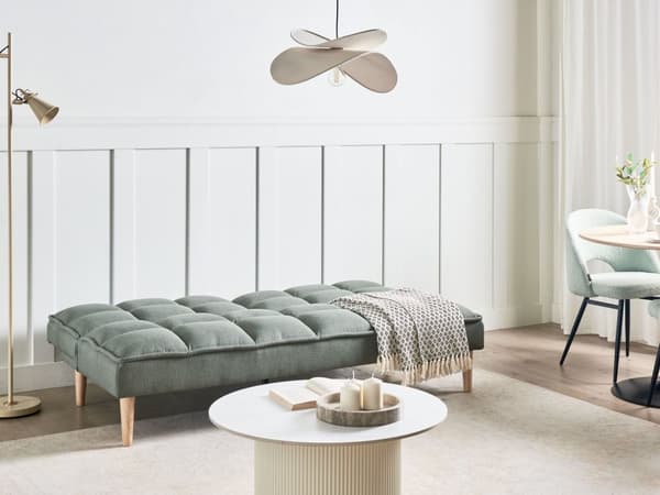 Sovesofa Lysegrøn Stof 3 Personers Moderne Blød Sofa Sofaseng Tre Personers Designsofa Praktisk Splitback Stofsofa God Liggekomfort