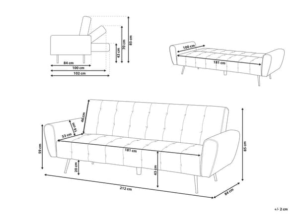 Sovesofa Brun Polyester 3 Personers Moderne Blød Sofa Sofaseng Tre Personers Designsofa Praktisk Splitback Stofsofa God Liggekomfort