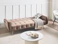 Miniatyrbillede 4 af 11: Sovesofa Brun Polyester 3 Personers Moderne Blød Sofa Sofaseng Tre Personers Designsofa Praktisk Splitback Stofsofa God Liggekomfort