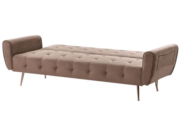 Sovesofa Brun Polyester 3 Personers Moderne Blød Sofa Sofaseng Tre Personers Designsofa Praktisk Splitback Stofsofa God Liggekomfort