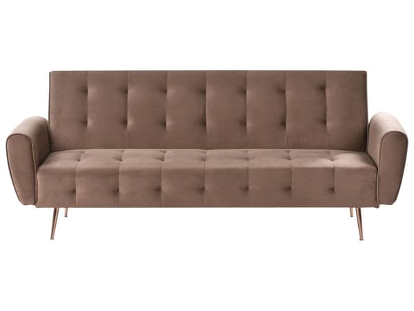 Sovesofa Brun Polyester 3 Personers Moderne Blød Sofa Sofaseng Tre Personers Designsofa Praktisk Splitback Stofsofa God Liggekomfort