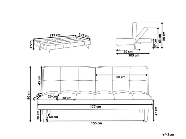 Sovesofa Off White Stof 3 Personers Moderne Blød Sofa Sofaseng Tre Personers Designsofa Praktisk Splitback Stofsofa God Liggekomfort