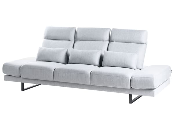Sofa Lysegrå Polyester 3 Personers Moderne Stofsofa Justerbar Armlæn Designsofa til Stue Moderne Siddemøbel
