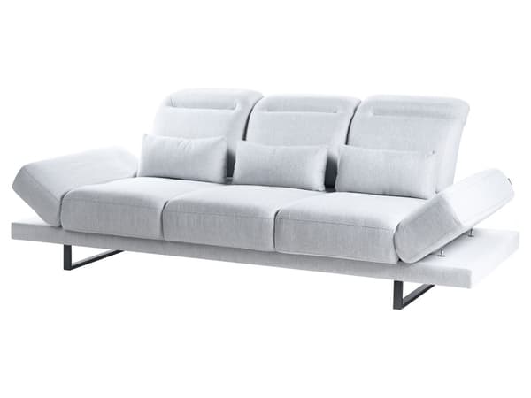 Sofa Lysegrå Polyester 3 Personers Moderne Stofsofa Justerbar Armlæn Designsofa til Stue Moderne Siddemøbel