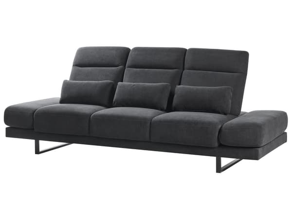Sofa Sort Polyester 3 Personers Moderne Stofsofa Justerbar Armlæn Designsofa til Stue Moderne Siddemøbel