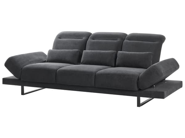 Sofa Sort Polyester 3 Personers Moderne Stofsofa Justerbar Armlæn Designsofa til Stue Moderne Siddemøbel