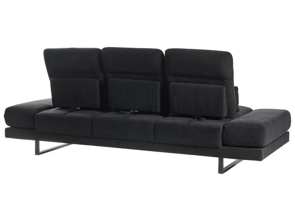 Sofa Sort Polyester 3 Personers Moderne Stofsofa Justerbar Armlæn Designsofa til Stue Moderne Siddemøbel