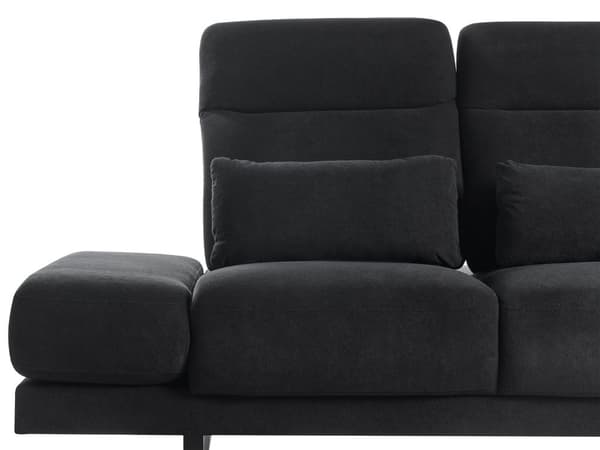 Sofa Sort Polyester 3 Personers Moderne Stofsofa Justerbar Armlæn Designsofa til Stue Moderne Siddemøbel