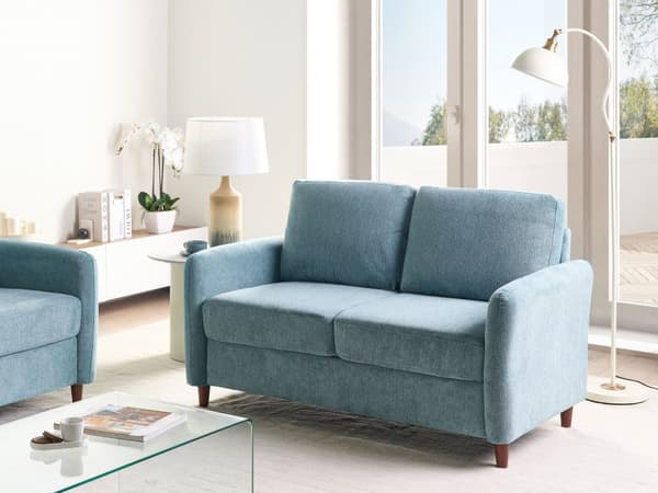 Sofa med oppbevaring Blå Stoff 2-seter Tykt polstret Moderne design Stue