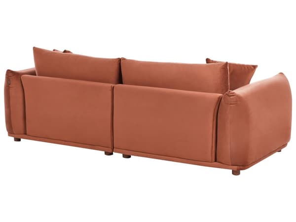 Stoffsofa Gyllenbrun Fløyel Polstring 3-seter med Pynteputer Stue Sofa