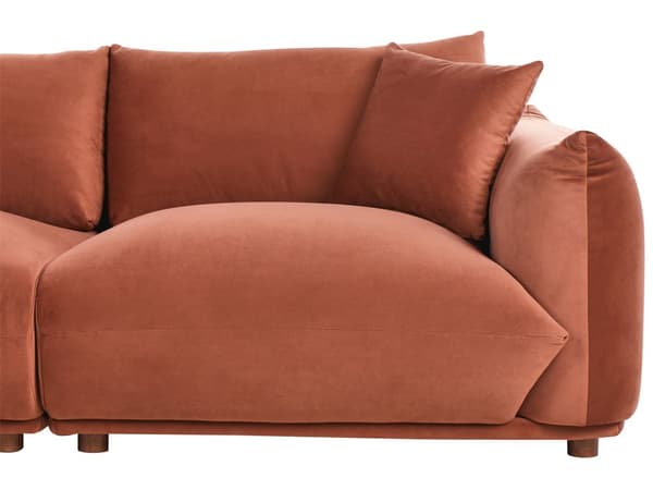 Stoffsofa Gyllenbrun Fløyel Polstring 3-seter med Pynteputer Stue Sofa