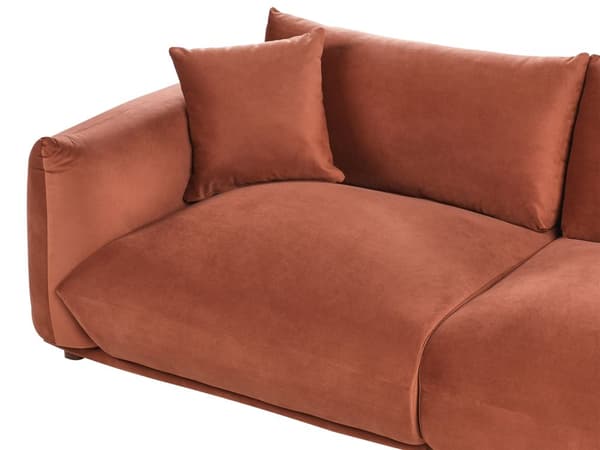 Stoffsofa Gyllenbrun Fløyel Polstring 3-seter med Pynteputer Stue Sofa