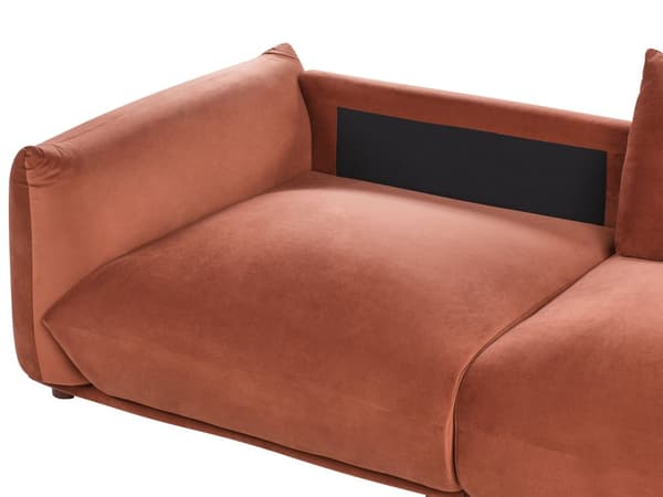Stoffsofa Gyllenbrun Fløyel Polstring 3-seter med Pynteputer Stue Sofa