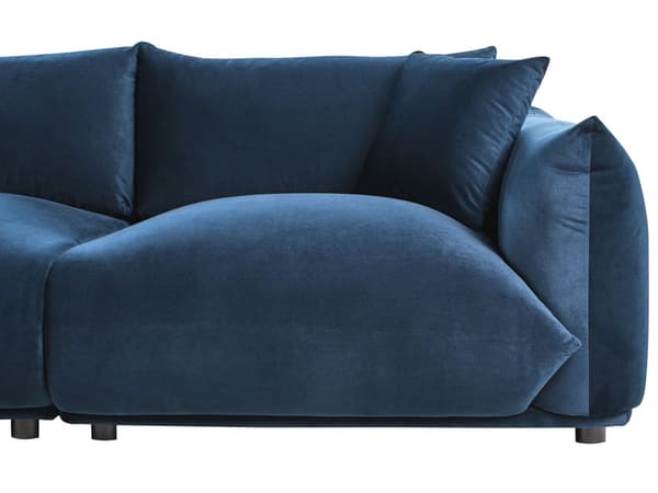 Stoffsofa Mørkeblå Fløyel Polstring 3-seter med Pynteputer Stue Sofa