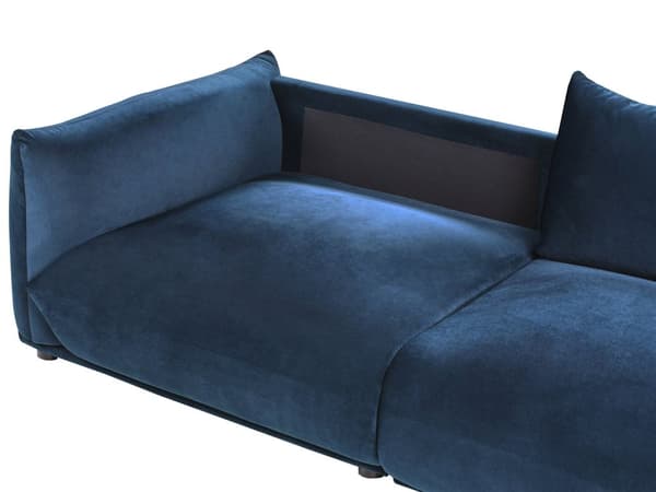 Stoffsofa Mørkeblå Fløyel Polstring 3-seter med Pynteputer Stue Sofa
