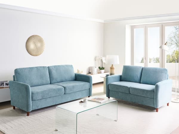 Sofa med oppbevaring Blå Stoff 3-seter Tykt polstret Moderne design Stue