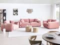 Miniatyrbilde 4 av 11: Stoffsofa Rosa Fløyel Polstring 3-seter med Pynteputer Stue Sofa