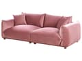 Miniatyrbilde 5 av 11: Stoffsofa Rosa Fløyel Polstring 3-seter med Pynteputer Stue Sofa