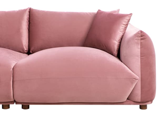 Stoffsofa Rosa Fløyel Polstring 3-seter med Pynteputer Stue Sofa