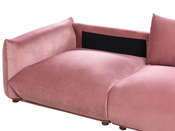 Stoffsofa Rosa Fløyel Polstring 3-seter med Pynteputer Stue Sofa